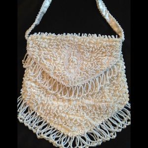Vintage White Italian Beaded Purse 1950s